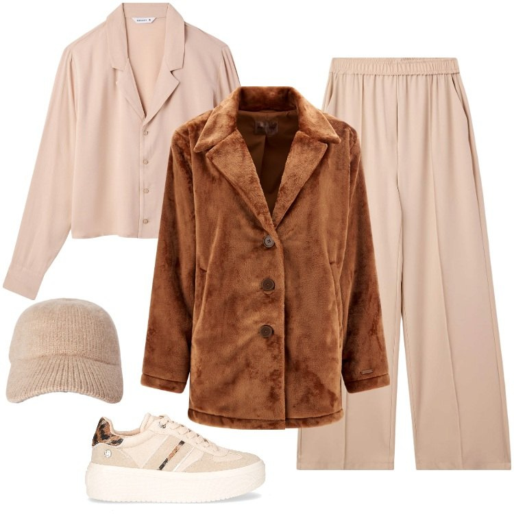 Outfit donna - Total look #2265552. Stile Urban per Tutti i giorni. Abbinamento con pantaloni, camicie, cappelli con visiera, cappotti, sneakers.