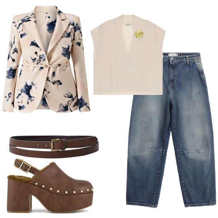 Outfit donna - Giacca. Stile Casual chic per Serata fuori. Abbinamento con jeans, maglieria, cinture, blazer, sabot.
