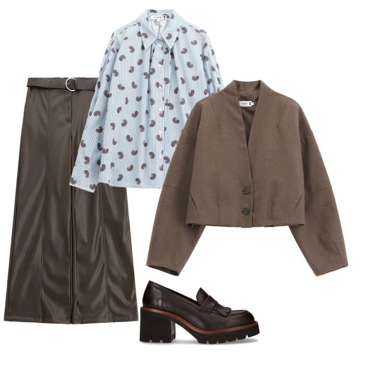 Outfit donna - Giacca e camicia. Stile Casual per Tutti i giorni. Abbinamento con blazer, camicie, pantaloni, décolleté.