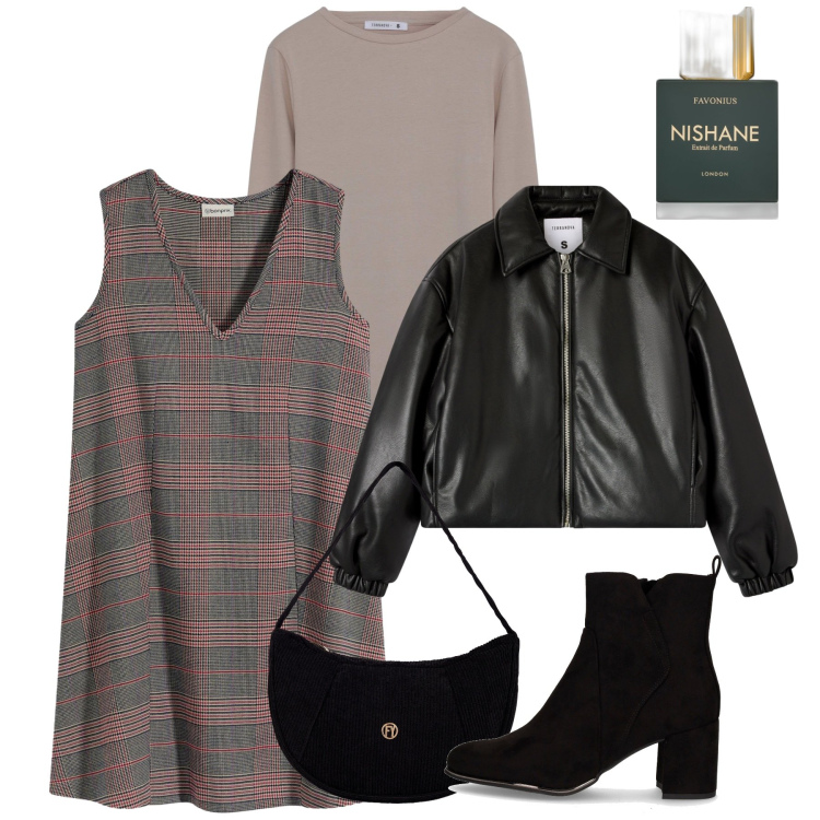 Outfit donna - Lo scamiciato. Stile Bon Ton per Tutti i giorni. Abbinamento con vestiti corti, profumi, bomber, t-shirt, borse a mano, stivaletti.