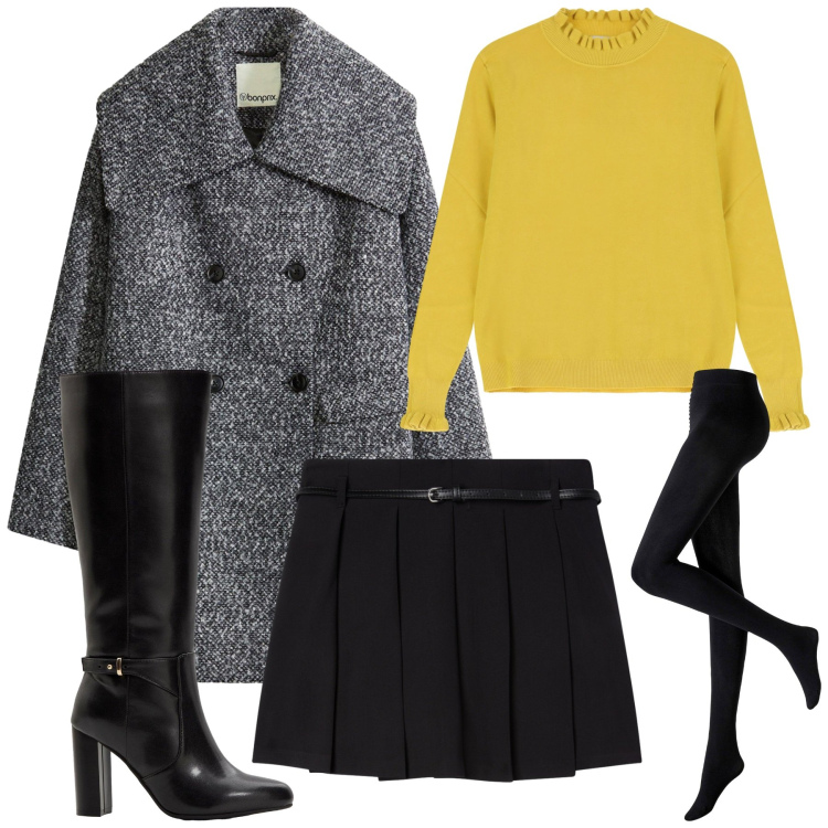 Outfit donna - Colore accattivante. Stile Casual chic per Tutti i giorni. Abbinamento con collant, cappotti, stivali, minigonne, maglieria.