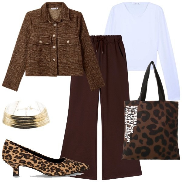 Outfit donna - La giacca di lana - FDCI. Stile Chic per Ufficio. Abbinamento con blazer, pantaloni, t-shirt, shopping bag, braccialetti, décolleté.