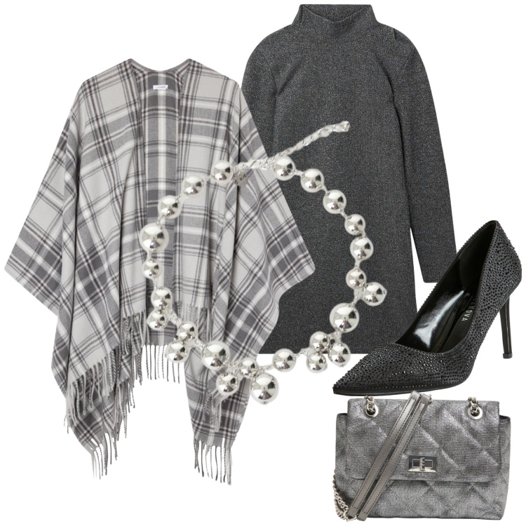 Outfit donna - Total look #2265853. Stile Casual chic per Serata fuori. Abbinamento con vestiti corti, décolleté, cappotti, borse a tracolla, collane.