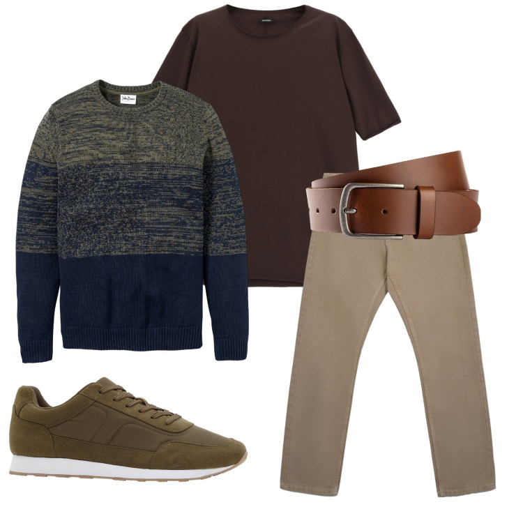 Outfit uomo - Total look #2265875. Stile Casual per Tutti i giorni. Abbinamento con maglieria, cinture, sneakers, jeans, t-shirt.