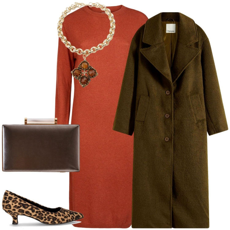 Outfit donna - Per una occasione speciale. Stile Glamour per Serata fuori. Abbinamento con cappotti, collane, clutch, vestiti midi/longuette, décolleté.