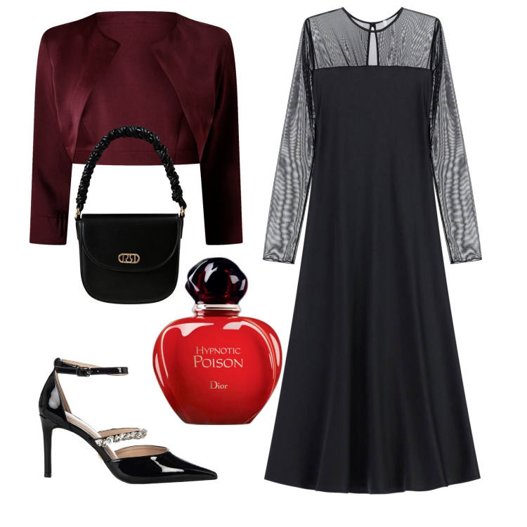 Outfit donna - Total look #2265913. Stile Glamour per Cerimonia. Abbinamento con profumi, bolero, borse a mano, décolleté, vestiti lunghi.