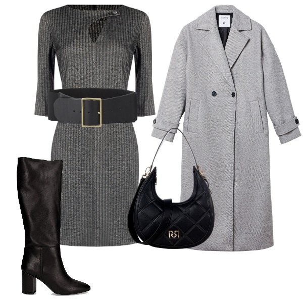 Outfit donna - Un bella cintura in vita. Stile Trendy per Tutti i giorni. Abbinamento con cappotti, cinture, vestiti midi/longuette, borse a tracolla, stivali.