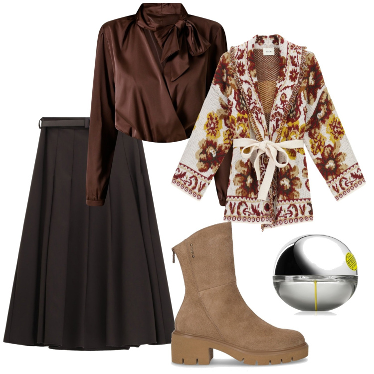 Outfit donna - Tutto il giorno. per Tutti i giorni. Abbinamento con profumi, body, cardigans, gonne longuette, stivaletti.