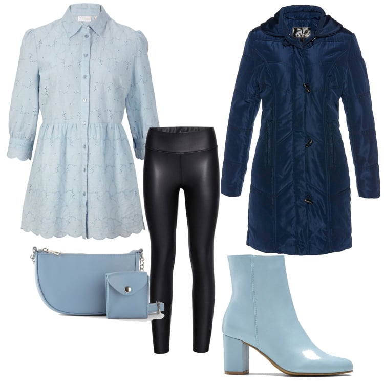 Outfit femme - Casual #11611. Style Casual pour Tous les jours. Assortir avec bottines, chemisiers, sacs en bandoulière, legging, manteaux.