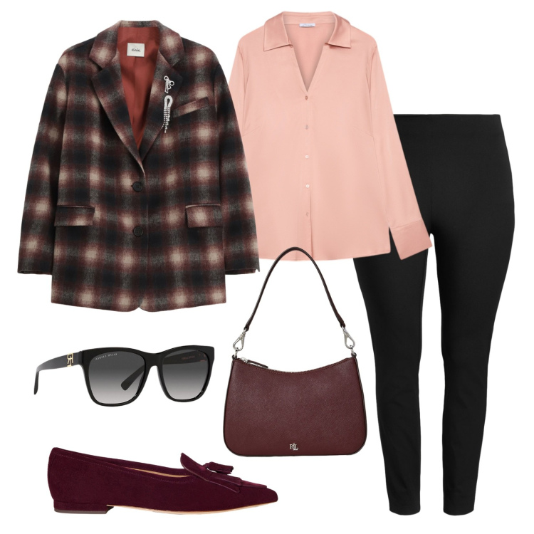 Outfit donna - Blazer in lana. Stile Casual chic per Tutti i giorni. Abbinamento con blazer, occhiali da sole, borse a spalla, pantaloni skinny, ballerine, camicie.