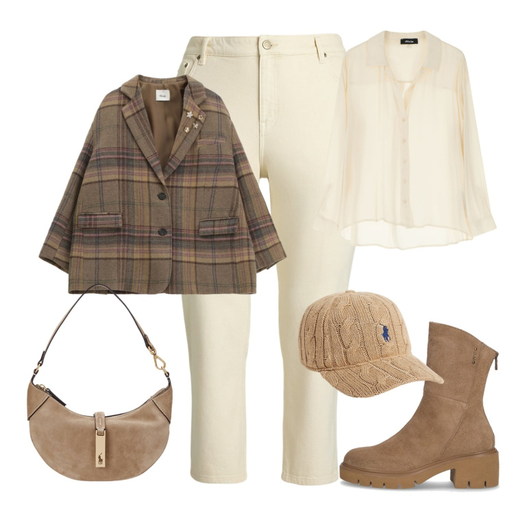 Outfit donna - Giacca morbida e strutturata!. Stile Trendy per Tutti i giorni. Abbinamento con blazer, camicie, borse a spalla, jeans dritti, cappelli, stivaletti.