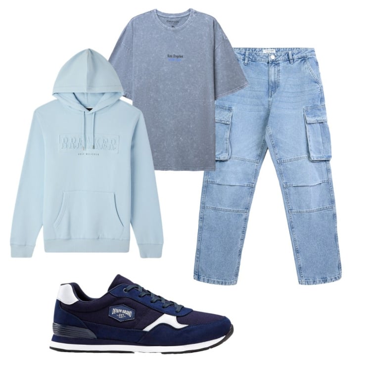 Outfit uomo - Total look #2266058. Stile Casual per Tutti i giorni. Abbinamento con sneakers, felpe con cappuccio, jeans, t-shirt.