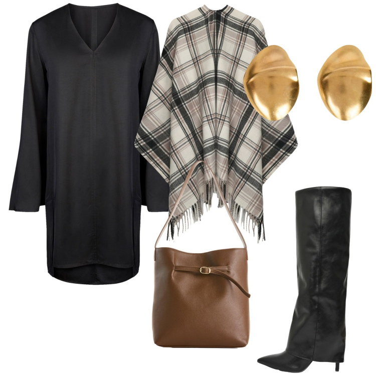 Outfit donna - A comprare libri. per Tutti i giorni. Abbinamento con borse a mano, stivali, cappotti, vestiti a tubino, orecchini.