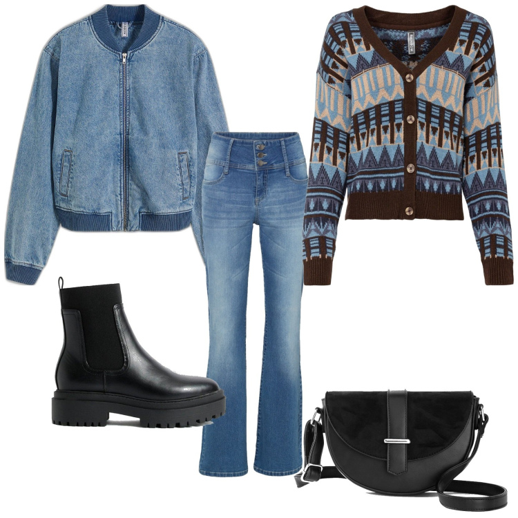 Outfit femme - Basique #5502. Style Basique pour Tous les jours. Assortir avec sacs en bandoulière, jean patte d'éléphant, blazers, pulls, boots.