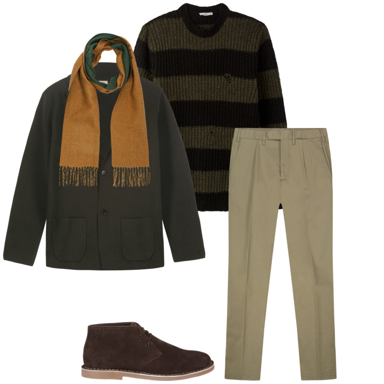 Outfit uomo - Total look #2266116. Stile Business/Elegante per Tutti i giorni. Abbinamento con maglieria, stivali e stivaletti, giacche, sciarpe, pantaloni.