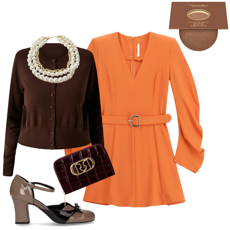 Outfit donna - Total look #2266169. Stile Chic per Serata fuori. Abbinamento con terre, portafogli, cardigans, vestiti corti, collane, décolleté.