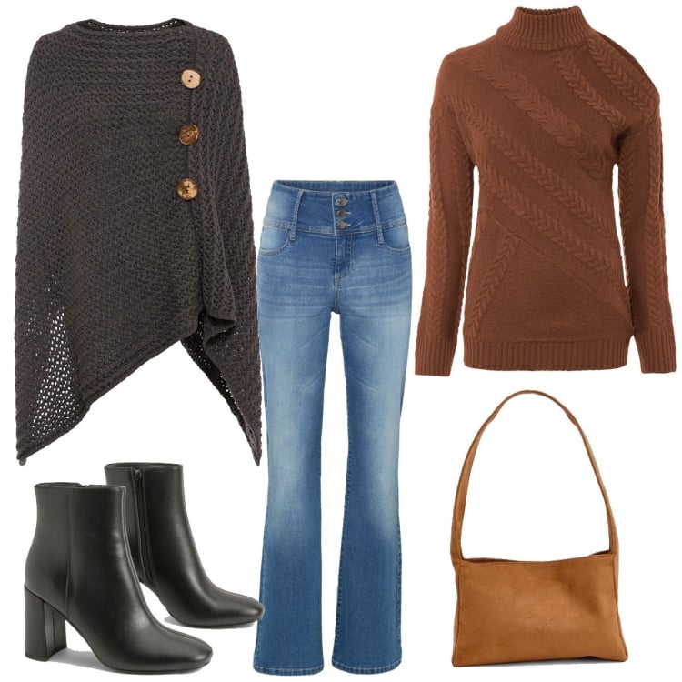 Outfit femme - Basique #5514. Style Basique pour Tous les jours. Assortir avec manteaux, pulls, jean patte d'éléphant, bottines, sacs à main.