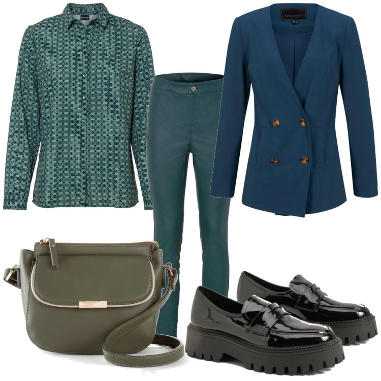 Outfit femme - Casual #11623. Style Casual pour Tous les jours. Assortir avec tuniques, sacs en bandoulière, blazers, pantalon , mocassins.