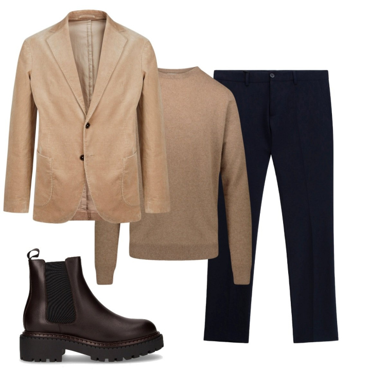Outfit uomo - Total look #2266219. Stile Trendy per Tutti i giorni. Abbinamento con pantaloni, maglieria, giacche, stivali e stivaletti.