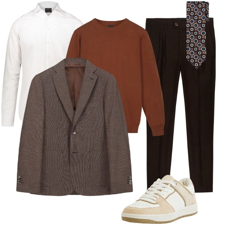 Outfit uomo - Total look #2266220. Stile Casual per Ufficio. Abbinamento con sneakers, camicie, pantaloni, giacche, cravatte, maglieria.