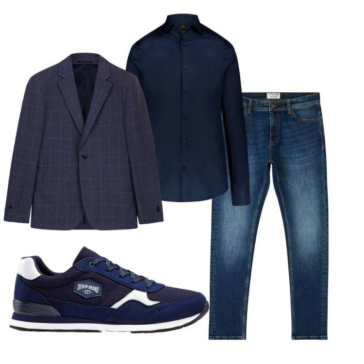 Outfit uomo - Total look #2266222. Stile Trendy per Tutti i giorni. Abbinamento con sneakers, jeans skinny, camicie, giacche.
