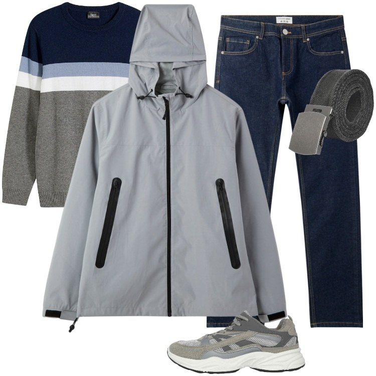 Outfit uomo - Total look #2266228. Stile Trendy per Tutti i giorni. Abbinamento con maglieria, jeans, sneakers, cinture, giacche.