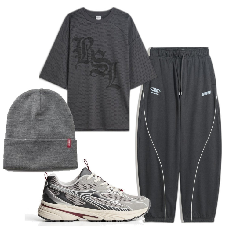 Outfit hombre - Urban #4996. Estilo Urban para Deporte. Combinación con gorros, camiseta, pantalones, sneakers.