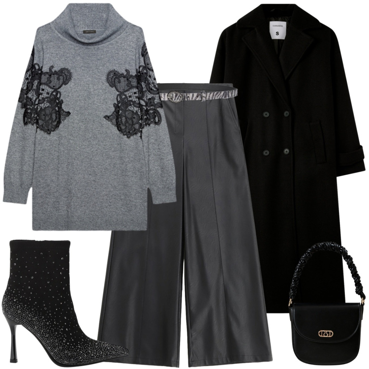 Outfit donna - Stivaletti cielo stellato. Stile Chic per Serata fuori. Abbinamento con cappotti, cinture, pantaloni, borse a mano, stivaletti, maglieria.