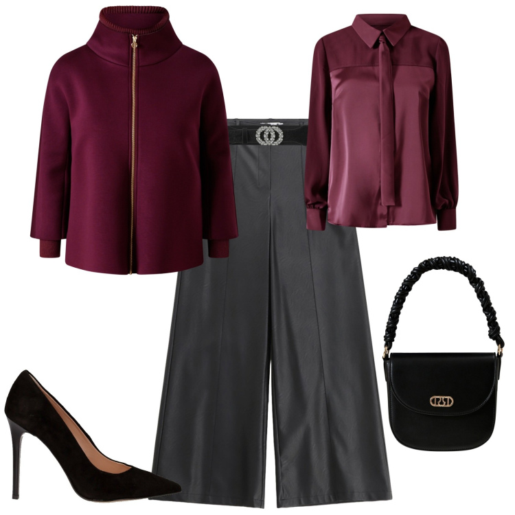 Outfit donna - Total look #2266266. Stile Chic per Serata fuori. Abbinamento con cinture, cappe, camicie, borse a mano, pantaloni, décolleté.