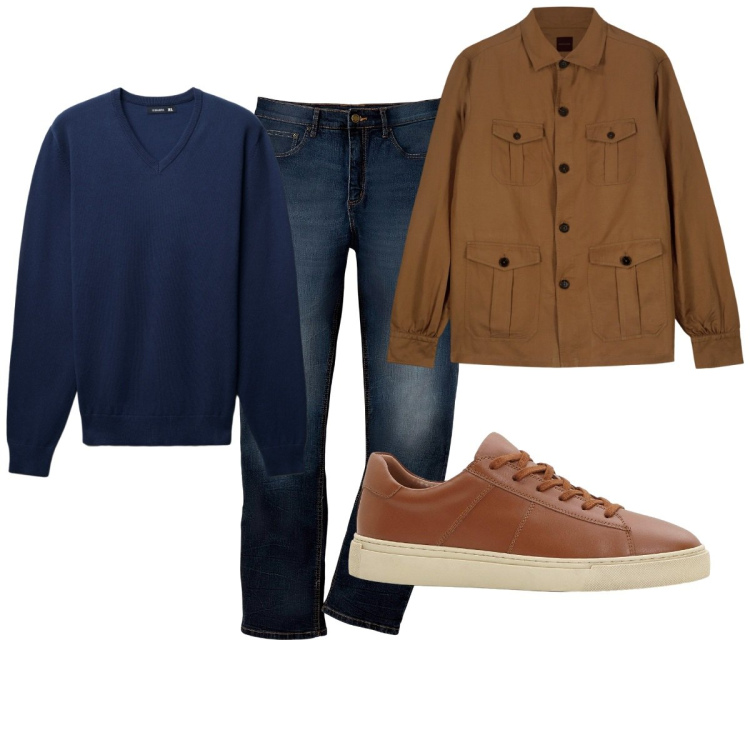 Outfit uomo - Total look #2266273. Stile Trendy per Tutti i giorni. Abbinamento con jeans dritti, sneakers, maglieria, cappotti.