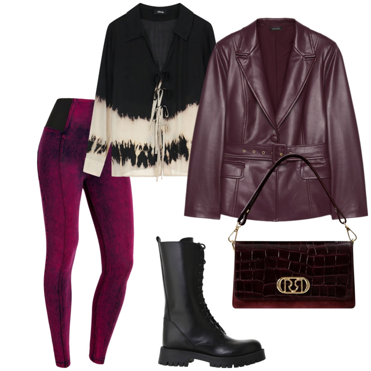 Outfit donna - In ufficio così. per Ufficio. Abbinamento con borse a mano, camicie, stivali, jeggings, blazer.