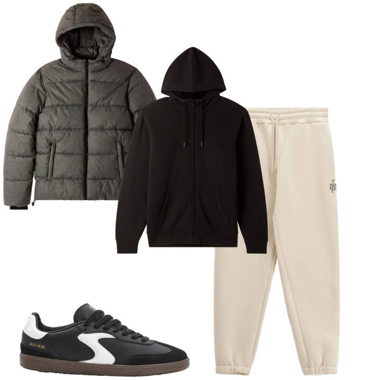 Outfit uomo - Total look #2266291. Stile Casual per Tutti i giorni. Abbinamento con sneakers, felpe con cappuccio, bomber, pantaloni.