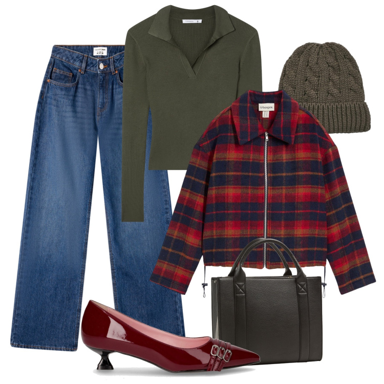 Outfit donna - La giacca in lana urban. Stile Urban per Tutti i giorni. Abbinamento con blazer, maglieria, borse tote, jeans, berretti, décolleté.