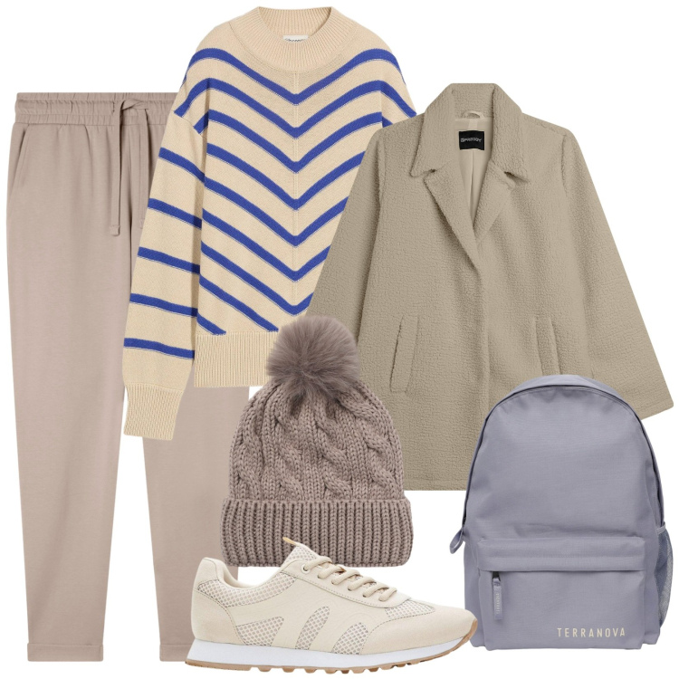 Outfit donna - Outfit con il tortora come base. Stile Urban per Tutti i giorni. Abbinamento con sneakers, maglieria, pantaloni, zaini, berretti, cappotti.