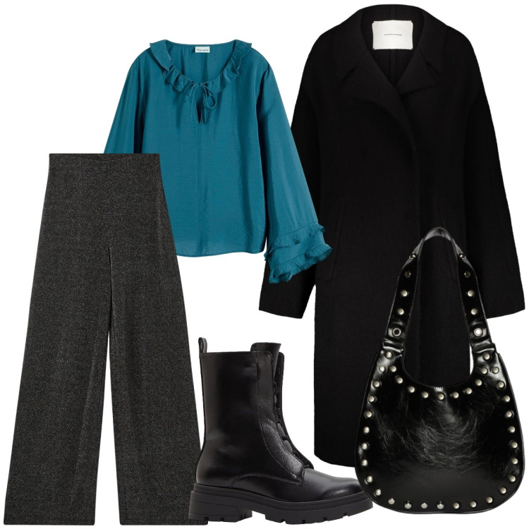 Outfit donna - Total look #2266472. Stile Casual per Tutti i giorni. Abbinamento con bluse, stivaletti, pantaloni, cappotti, borse a spalla.