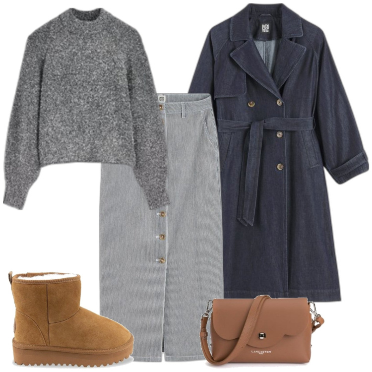 Outfit mujer - Casual #11654. Estilo Casual para Todos los días. Combinación con botas, trench, minifaldas, prendas de punto, bolsos mensajero.