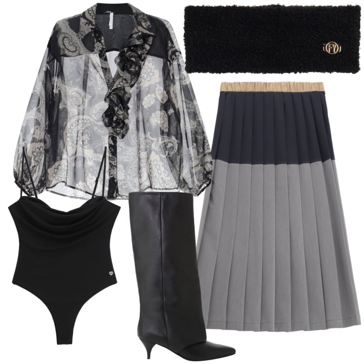 Outfit donna - Moderatamente trasparente. Stile Glamour per Serata fuori. Abbinamento con body, gonne longuette, camicie, stivali, fasce per capelli.