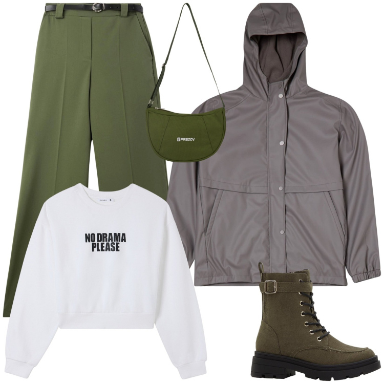 Outfit donna - Outdoor life. Stile Casual per Tutti i giorni. Abbinamento con stivaletti, pantaloni, felpe, blazer, borse a spalla.