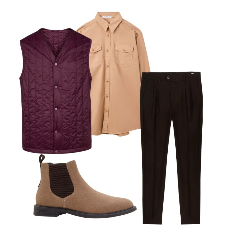 Outfit uomo - Total look #2266560. Stile Casual per Tutti i giorni. Abbinamento con stivali e stivaletti, camicie, piumini, pantaloni.