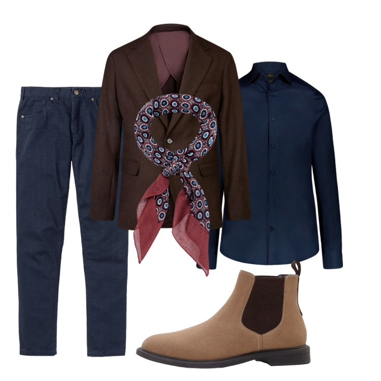 Outfit uomo - Total look #2266569. Stile Trendy per Tutti i giorni. Abbinamento con pantaloni, stivali e stivaletti, camicie, giacche, sciarpe e foulard.