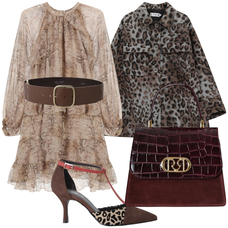 Outfit donna - Finalmente al ristorante con lui. Stile Glamour per Serata fuori. Abbinamento con cappotti, cinture, décolleté, borse a mano, vestiti corti.
