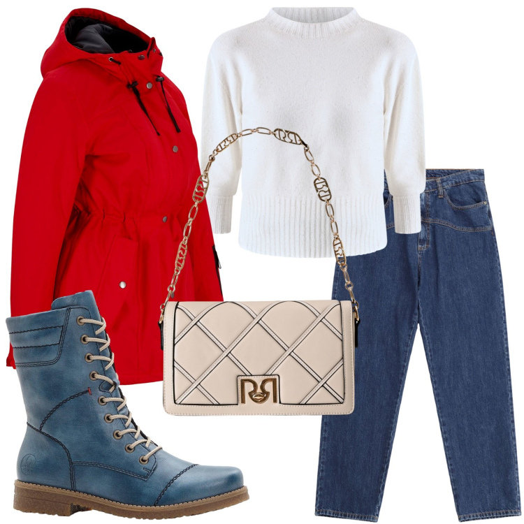 Outfit donna - Biker stringati. Stile Casual per Tutti i giorni. Abbinamento con parka, stivaletti, jeans, borse a tracolla, maglieria.