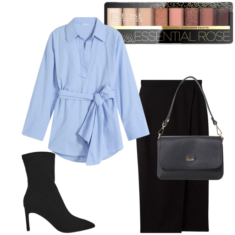 Outfit donna - Total look #2266619. Stile Glamour per Serata fuori. Abbinamento con camicie, ombretti, gonne longuette, stivali, borse a tracolla.