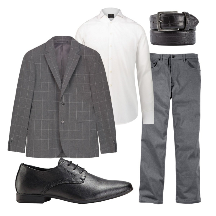 Outfit uomo - Total look #2266636. Stile Business/Elegante per Ufficio. Abbinamento con scarpe stringate, pantaloni, camicie, giacche, cinture.