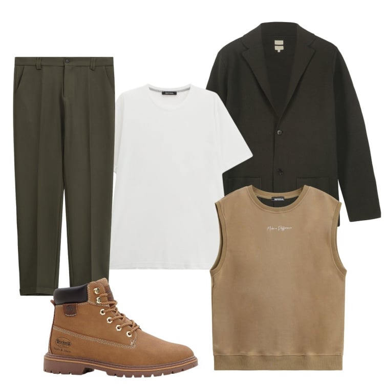 Outfit uomo - Total look #2266710. Stile Casual per Tutti i giorni. Abbinamento con stivali e stivaletti, pantaloni chino, felpe, t-shirt, giacche.