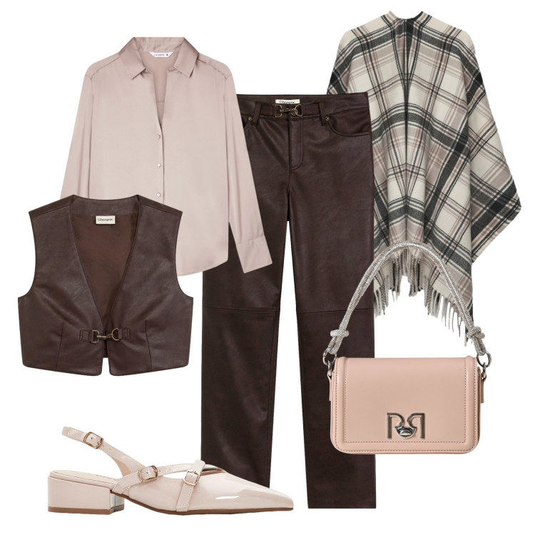 Outfit donna - Con le amiche a cena. Stile Glamour per Serata fuori. Abbinamento con pantaloni, décolleté, gilet, camicie, cappotti, borse a mano.
