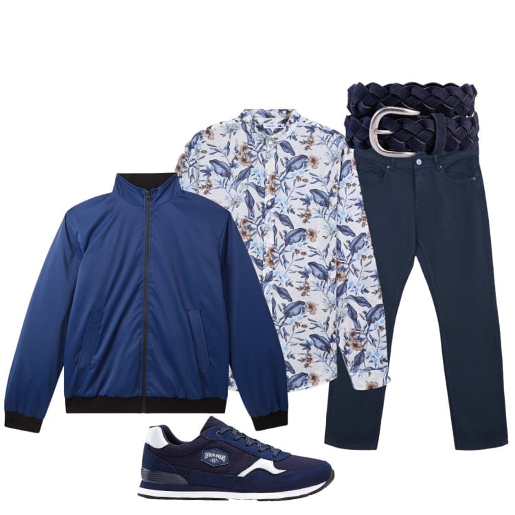 Outfit uomo - Total look #2266727. Stile Casual per Tutti i giorni. Abbinamento con sneakers, giacche, camicie, jeans dritti, cinture.