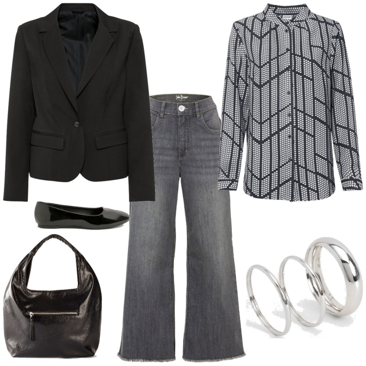 Outfit femme - Basique #5555. Style Basique pour Tous les jours. Assortir avec blazers, chemisiers, jeans, sacs à main, ballerines, bracelets.