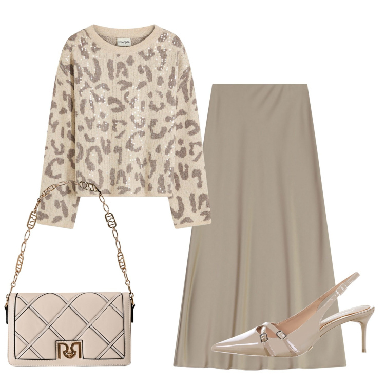 Outfit donna - Total look #2266737. Stile Chic per Serata fuori. Abbinamento con maglieria, borse a tracolla, décolleté, gonne lunghe.