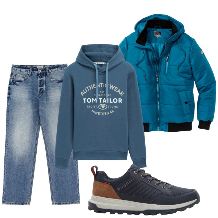 Outfit uomo - Total look #2266804. Stile Casual per Tutti i giorni. Abbinamento con felpe con cappuccio, bomber, sneakers, jeans.